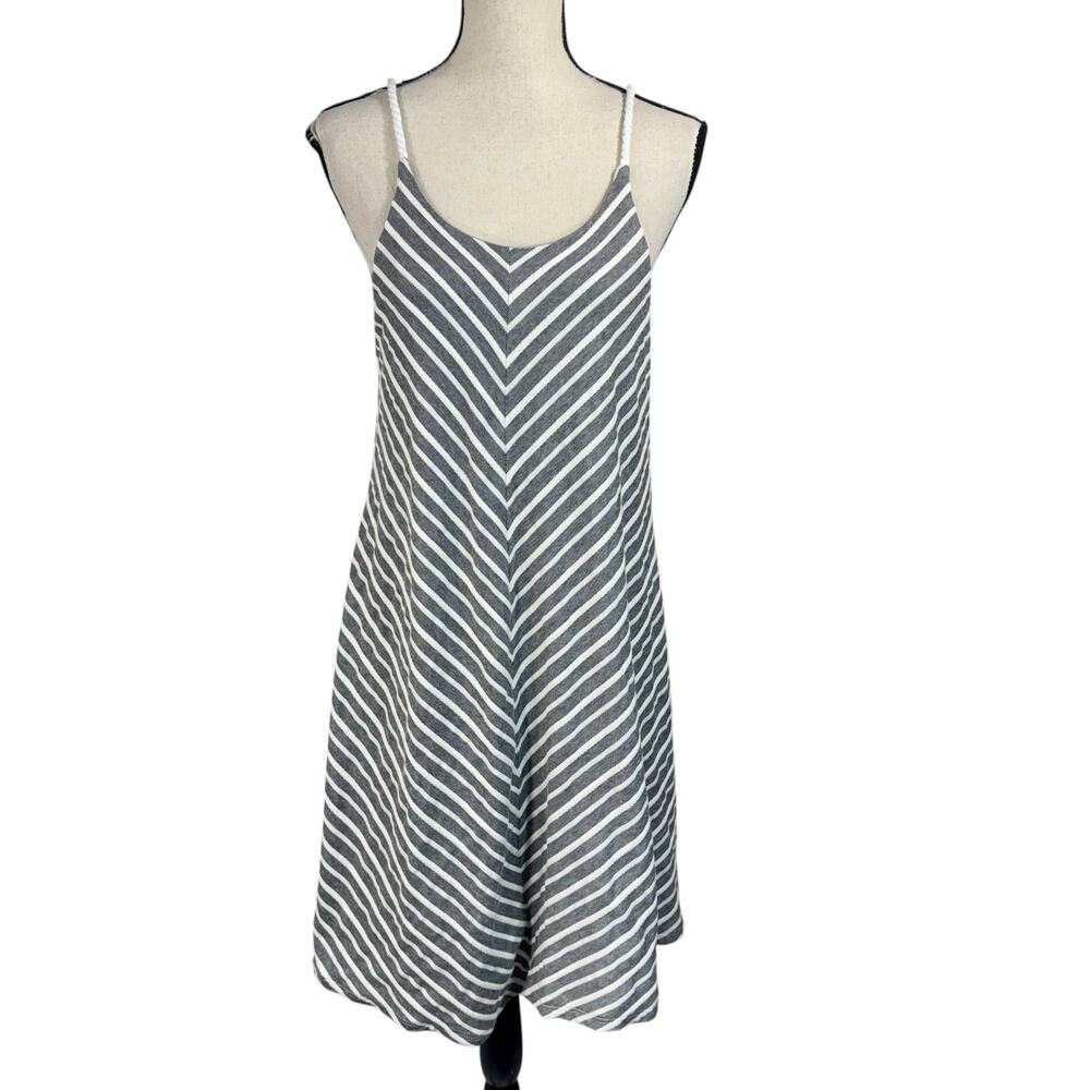 PrAna Large Seacoast A-Line Dress Striped Stretch Lined Scoop Neck Rope Straps